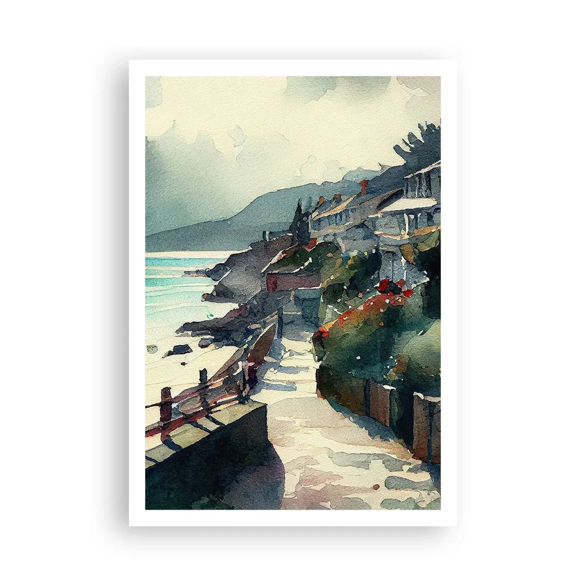 Affiche - Poster - Ville méditerranéenne - 70x100 cm