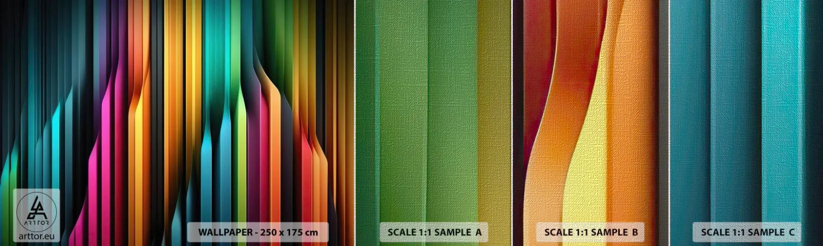 Échantillon de Papier Peint Premium Canvas - Un organe de lumière - Coloré, Lignes, Abstraction - 100x30 cm