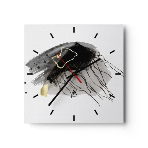 Horloge murale - Pendule murale - En noir et en or - 40x40 cm