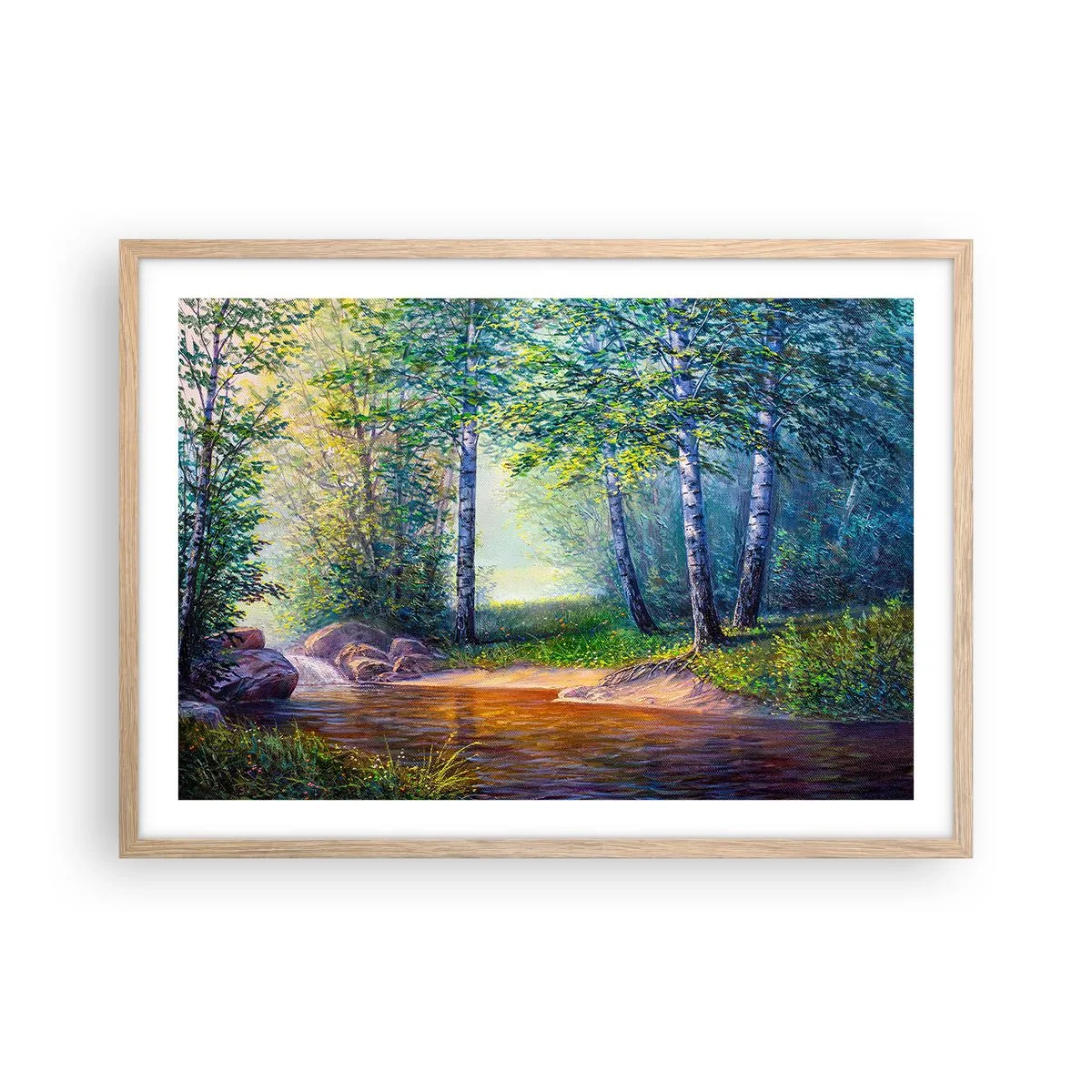Affiche dans un chêne clair - Poster - Paysage idyllique - 70x50 cm