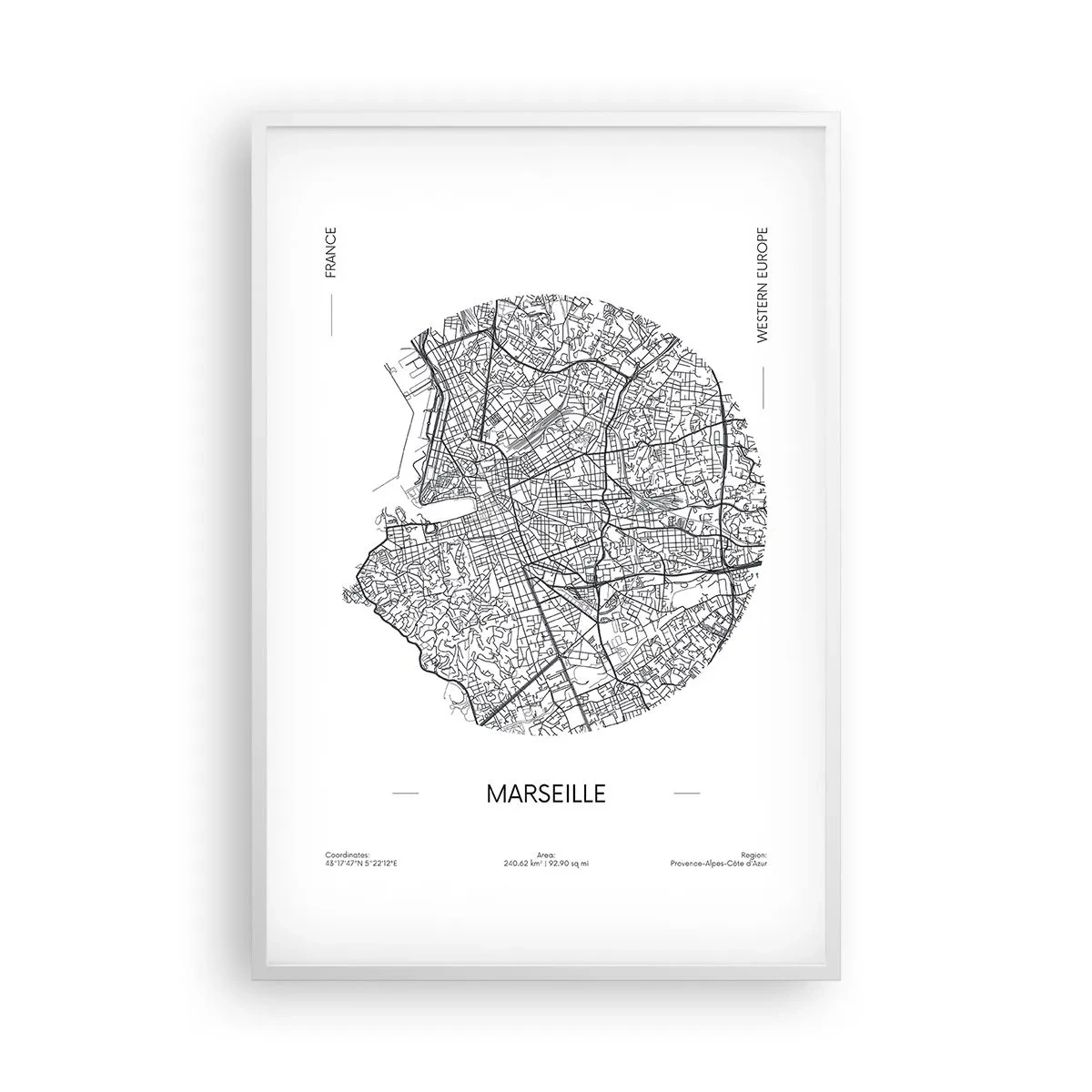 Affiche dans un cadre blanc - Poster - Anatomie de Marseille - 61x91 cm