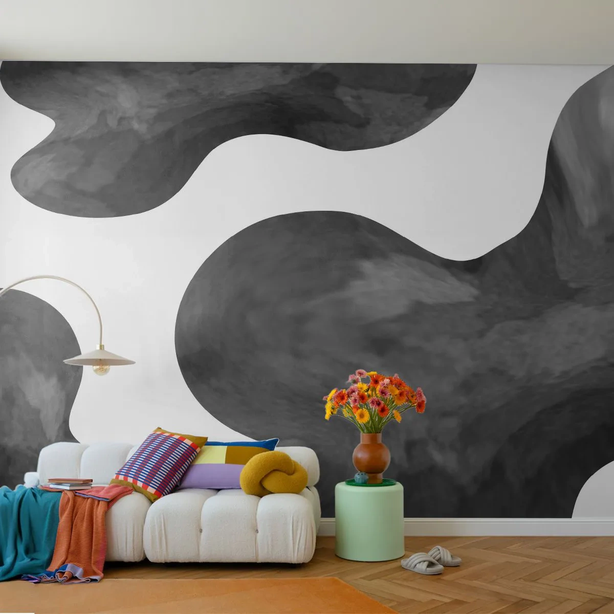 Papier peint sur mesure Premium Sand - La route du lait - Abstraction, Morceau, Noir et blanc