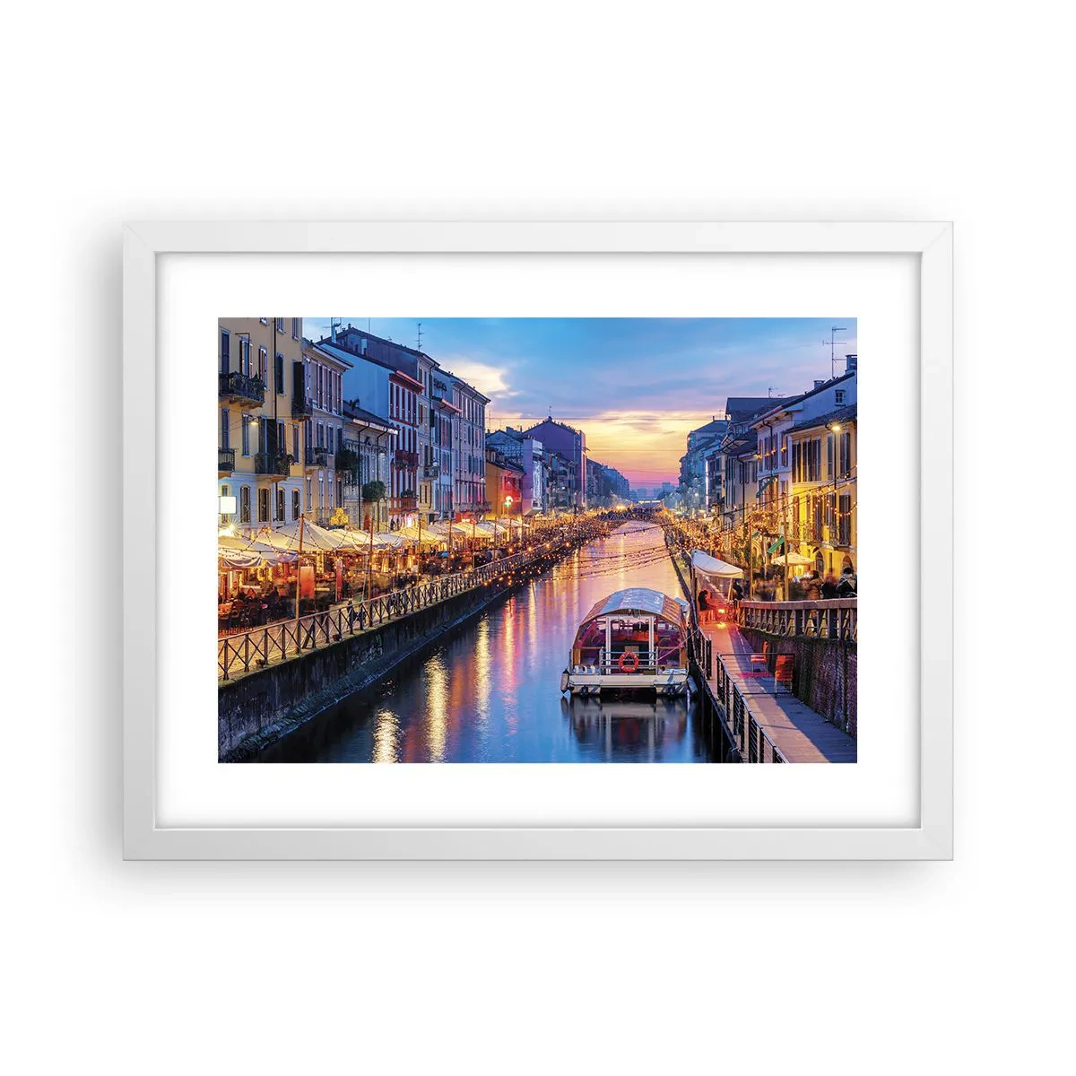 Affiche dans un cadre blanc - Poster - Soirée de lumière et de jeu - 40x30 cm