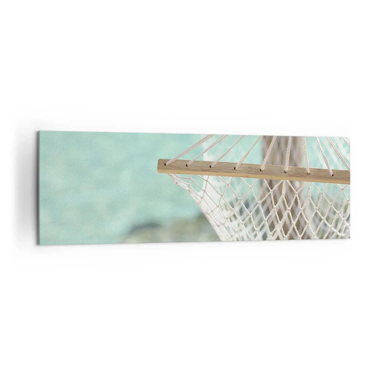 Impression sur toile - Image sur toile - Un hamac surplombant l'eau turquoise - 160x50cm - Le temps de la détente - Décoration murale moderne pour le salon et la chambre ARTTOR