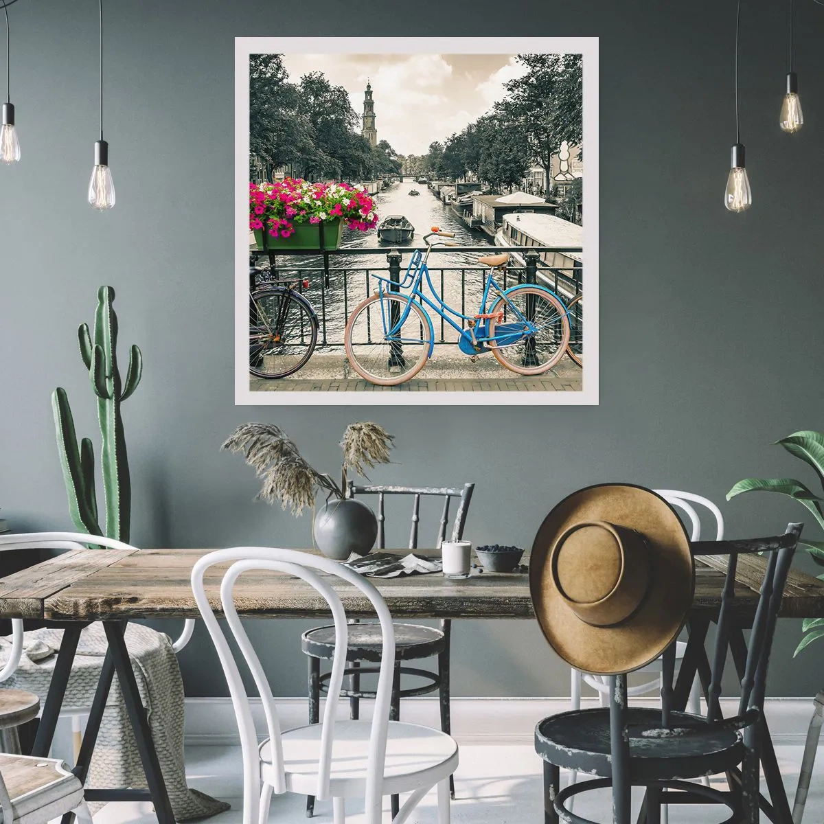 Affiche - Poster - Couleurs de rue d'Amsterdam - 60x60 cm