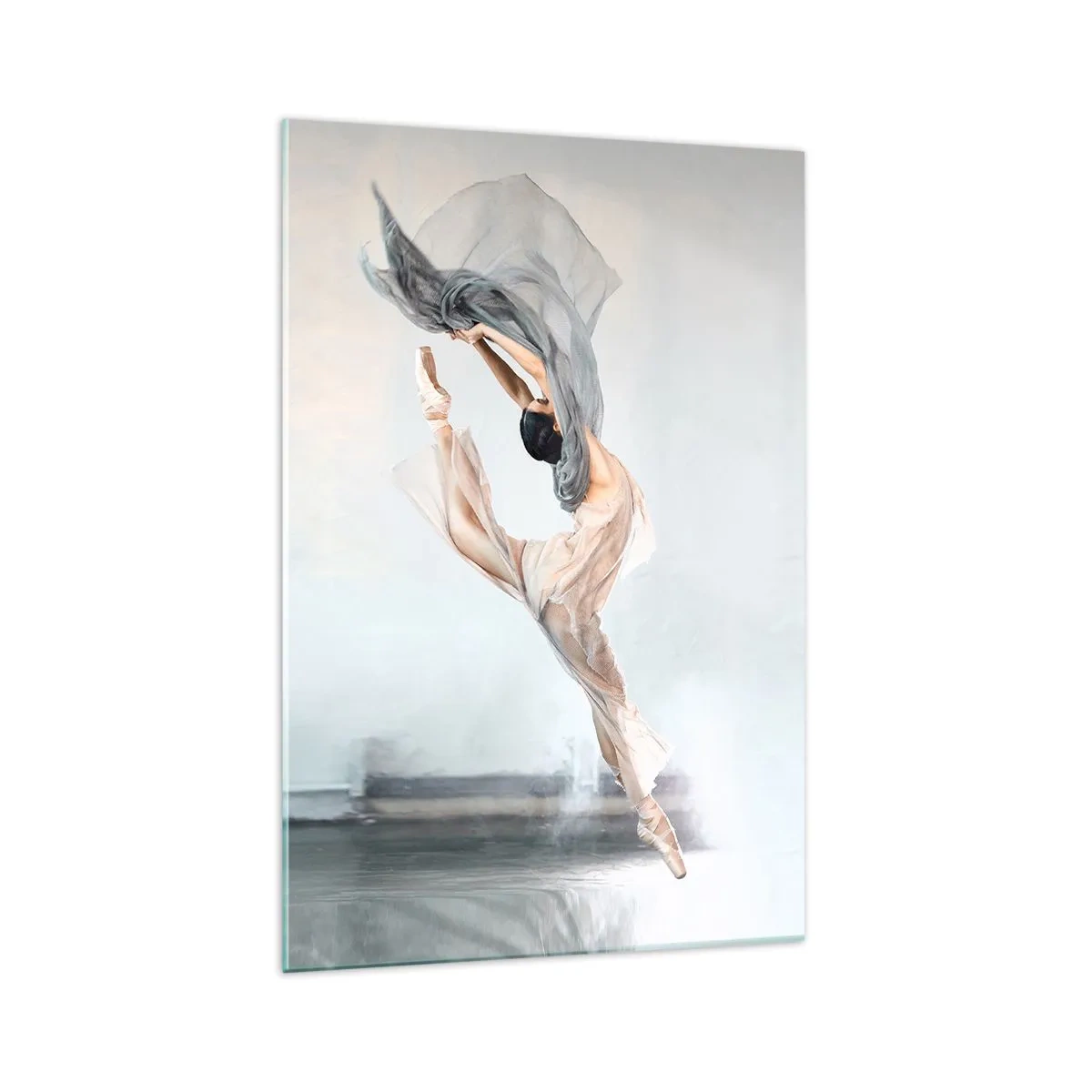 Impression sur verre - Image sur verre - Une danseuse en mouvement dynamique sur un fond clair - 70x100cm - Dans le ravissement de la danse - Décoration murale moderne pour le salon et la chambre ARTTOR