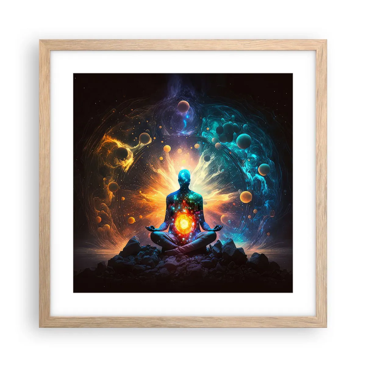 Affiche dans un chêne clair - Poster - Paix cosmique - 40x40 cm
