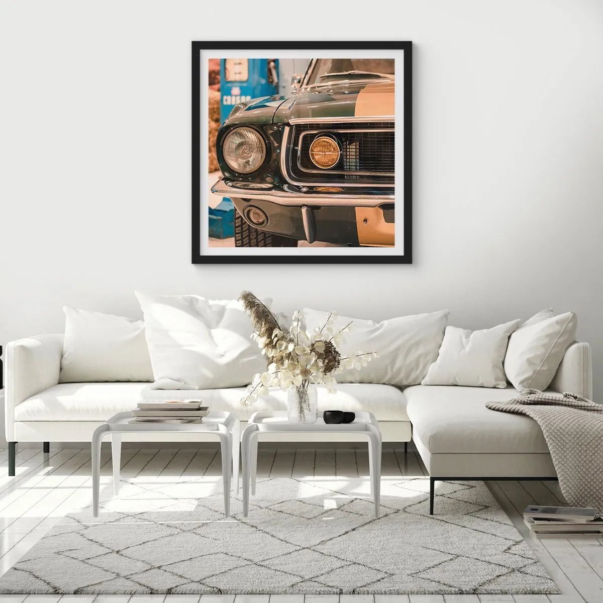 Affiche dans un cadre noir - Poster - Rencontre avec une légende - 40x40 cm