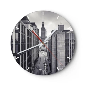 Horloge murale - Pendule murale - Panorama de la ville avec une architecture moderne - 30x30cm - Vallée de Varsovie - Décoration murale moderne pour le salon, la cuisine et la chambre ARTTOR