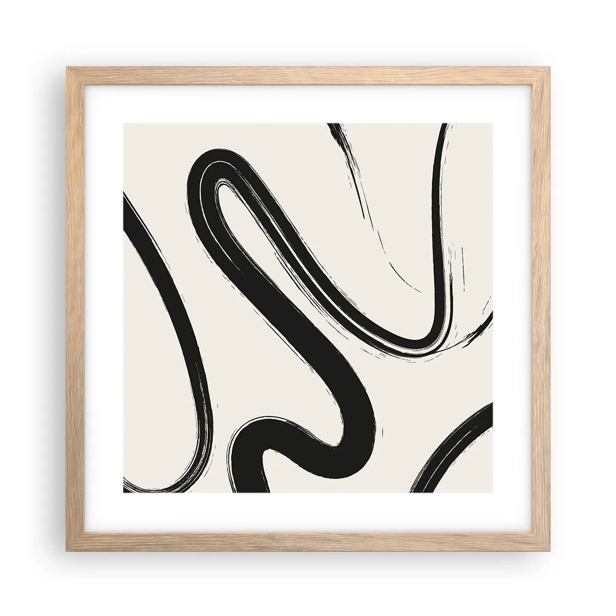 Affiche dans un chêne clair - Poster - Fantaisie en noir et blanc - 40x40 cm