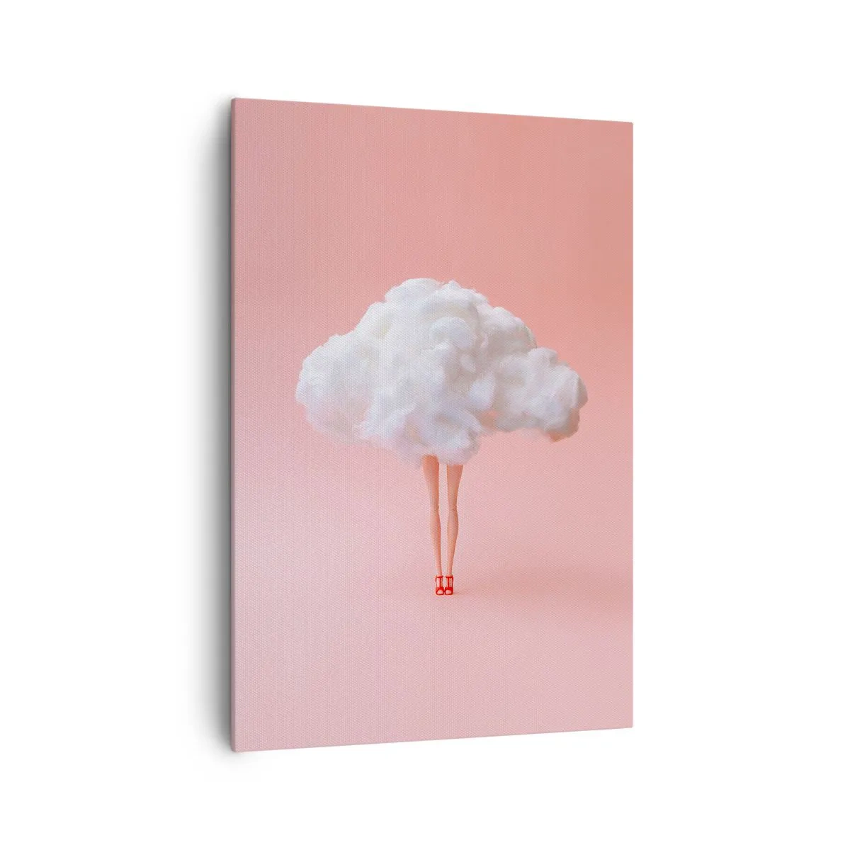 Impression sur toile - Image sur toile - Jambes dans un nuage sur fond rose - 70x100cm - Douce promesse - Décoration murale moderne pour le salon et la chambre ARTTOR