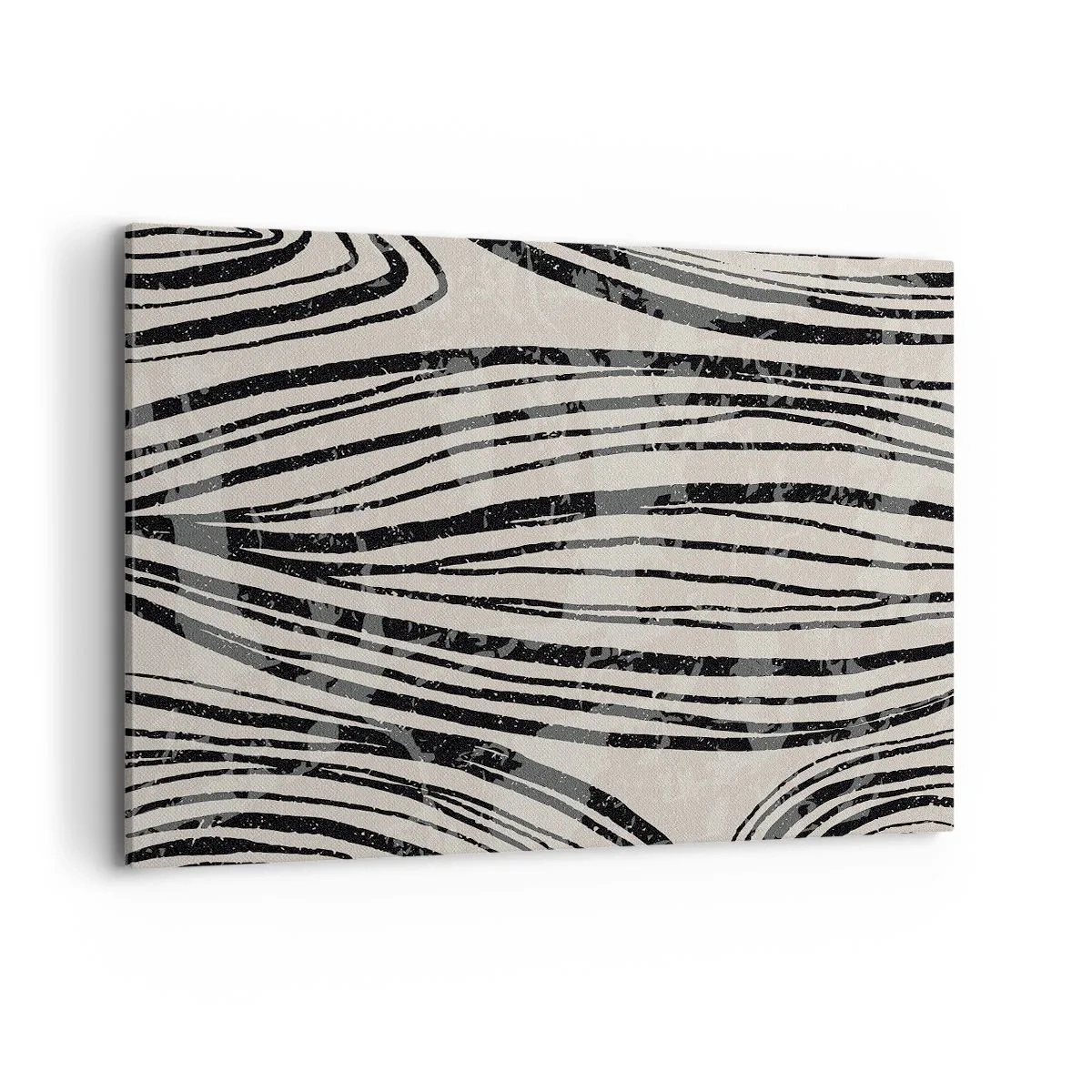 Impression sur toile - Image sur toile - Vagues abstraites dans des tons noirs et blancs - 100x70cm - Ligne de marécage - Décoration murale moderne pour le salon et la chambre ARTTOR