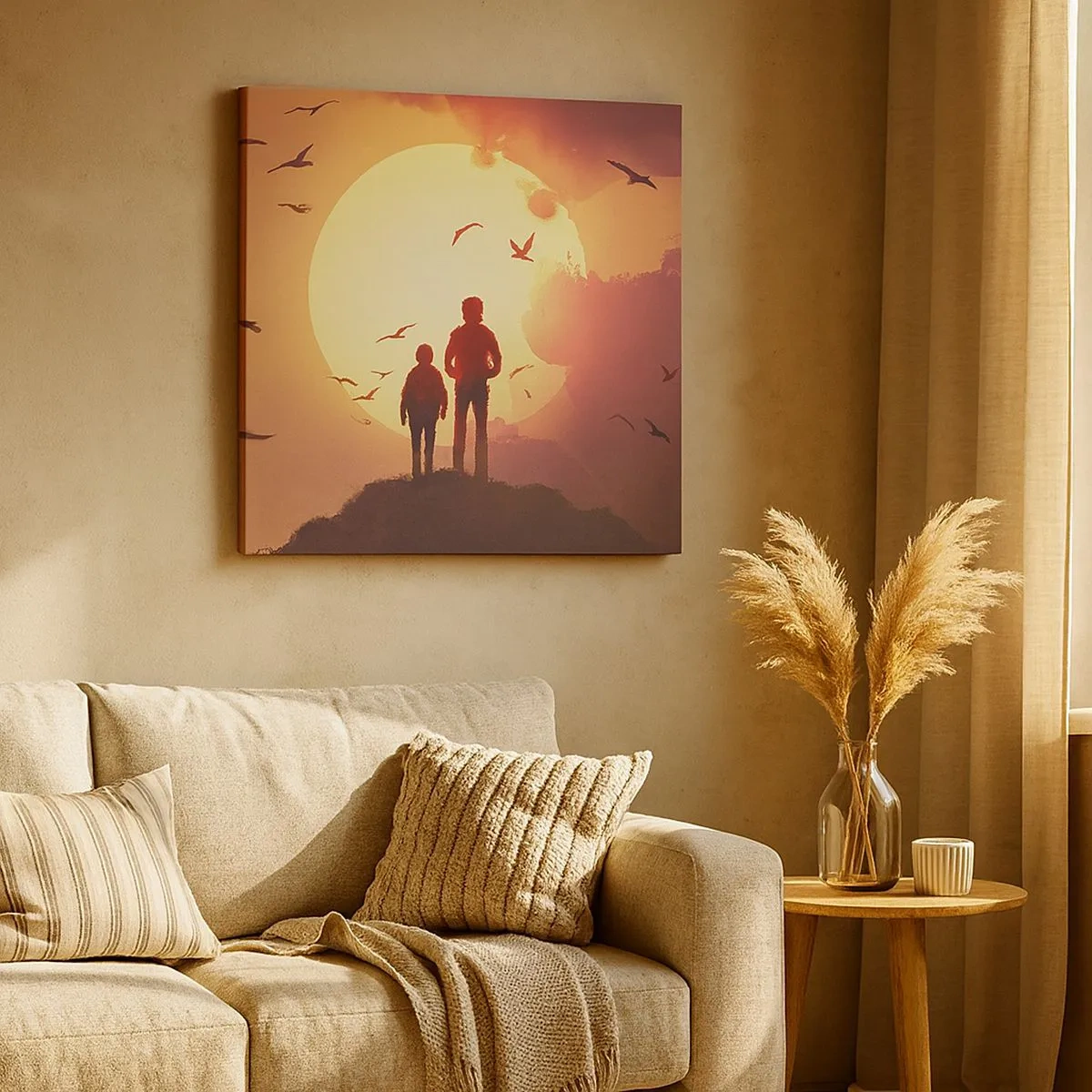 Impression sur toile - Image sur toile - Face à face avec le soleil - 30x30 cm