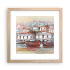 Affiche dans un chêne clair - Poster - Petite ville heureuse - 30x30 cm