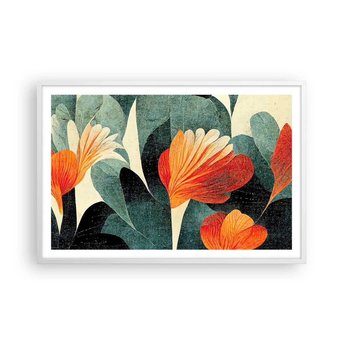 Affiche dans un cadre blanc - Poster - La chaleur des tropiques et la fraîcheur de la verdure - 91x61 cm
