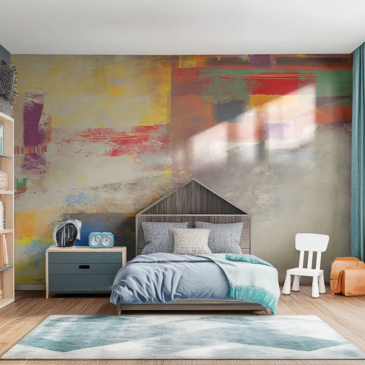 Papier Peint Photo Premium Canvas - Géométrie des couleurs - Abstraction, Morceau, Peinture - 300x210 cm