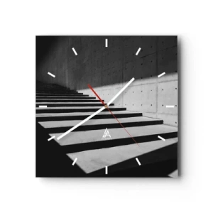 Horloge murale - Pendule murale - Escaliers de style minimaliste en noir et blanc - 30x30cm - La beauté brute du modernisme - Décoration murale moderne pour le salon et la chambre ARTTOR