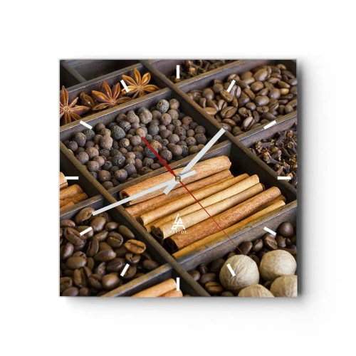 Horloge murale - Pendule murale - Trésor d'arômes - 40x40 cm