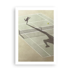 Affiche - Poster - Un joueur de tennis servant sur le court - 50x70cm - Dépassement de soi - Décoration murale moderne pour le salon et la chambre ARTTOR