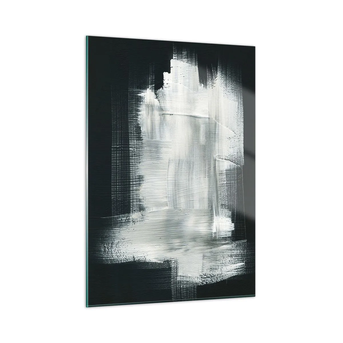 Impression sur verre - Image sur verre - Abstraction minimaliste en noir et blanc - 50x70cm - Tissé à la verticale et à l'horizontale - Décoration murale moderne pour le salon et la chambre ARTTOR