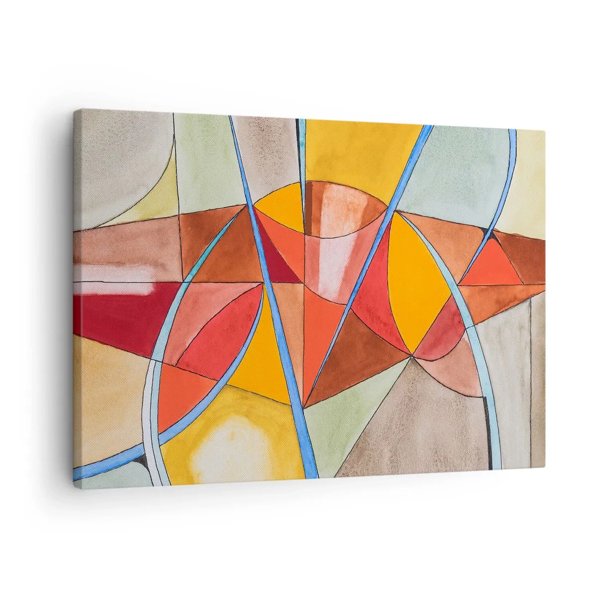 Impression sur toile - Image sur toile - Une composition abstraite aux couleurs géométriques vives. - 70x50cm - Le carrousel, le carrousel des rêves - Décoration murale moderne pour le salon et la chambre ARTTOR