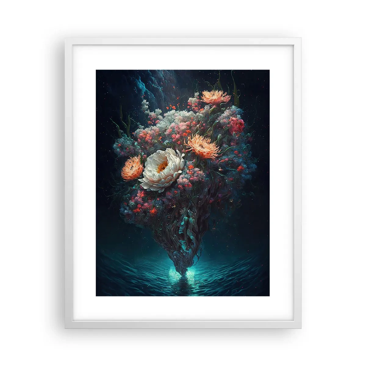 Affiche dans un cadre blanc - Poster - Un étrange jardin - 40x50 cm