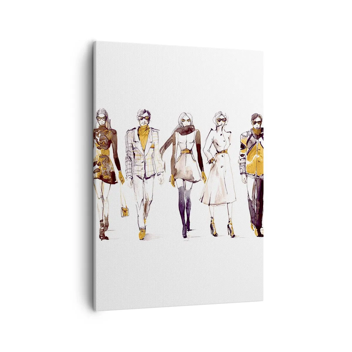 Impression sur toile - Image sur toile - Croquis d'un groupe de personnes en tenues de mode - 50x70cm - Chic décontracté, élégance décontractée - Décoration murale moderne pour le salon et la chambre ARTTOR