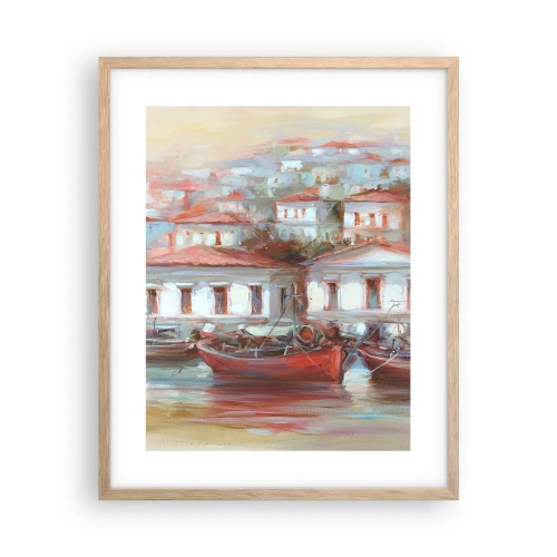 Affiche dans un chêne clair - Poster - Petite ville heureuse - 40x50 cm