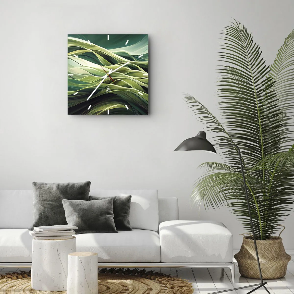 Horloge murale - Pendule murale - Jeu de vert abstrait - 30x30 cm