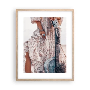 Affiche dans un chêne clair - Poster - Enfant de fleur en route - 40x50 cm