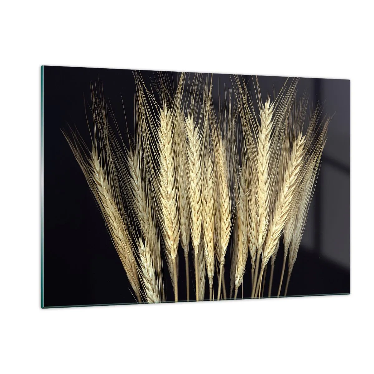 Impression sur verre - Image sur verre - Grain aux tons chauds sur fond noir - 120x80cm - Magie rustique - Décoration murale moderne pour le salon et la chambre ARTTOR