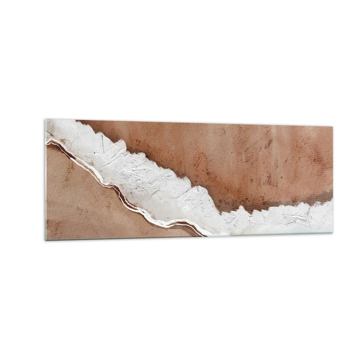 Impression sur verre - Image sur verre - Texture de sable avec des accents blancs - 140x50cm - Dans des couleurs de la terre - Décoration murale moderne pour le salon et la chambre ARTTOR