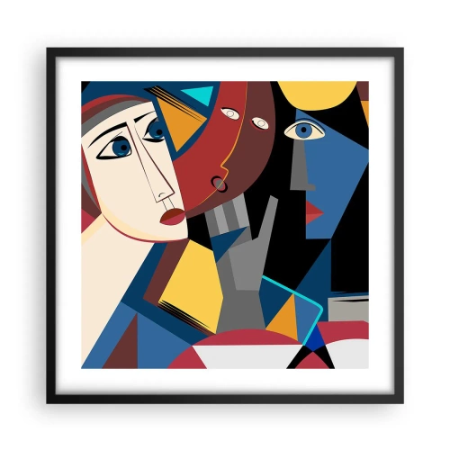 Affiche dans un cadre noir - Poster - Une conversation entre cubistes - 50x50 cm
