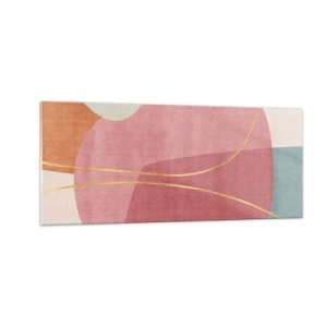 Impression sur verre - Image sur verre - Composition pastel au fil d'or - 100x40 cm