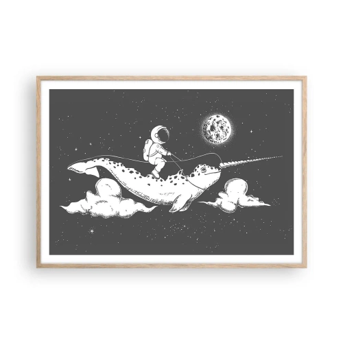 Affiche dans un chêne clair - Poster - Cavalier de l'espace - 100x70 cm