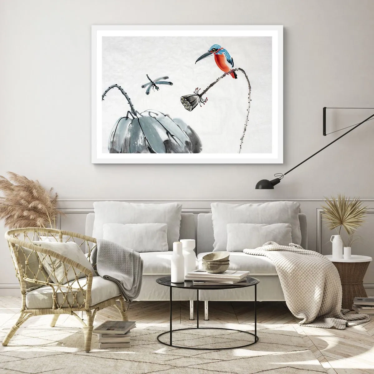Affiche dans un cadre blanc - Poster - La vie du champ - 70x50 cm