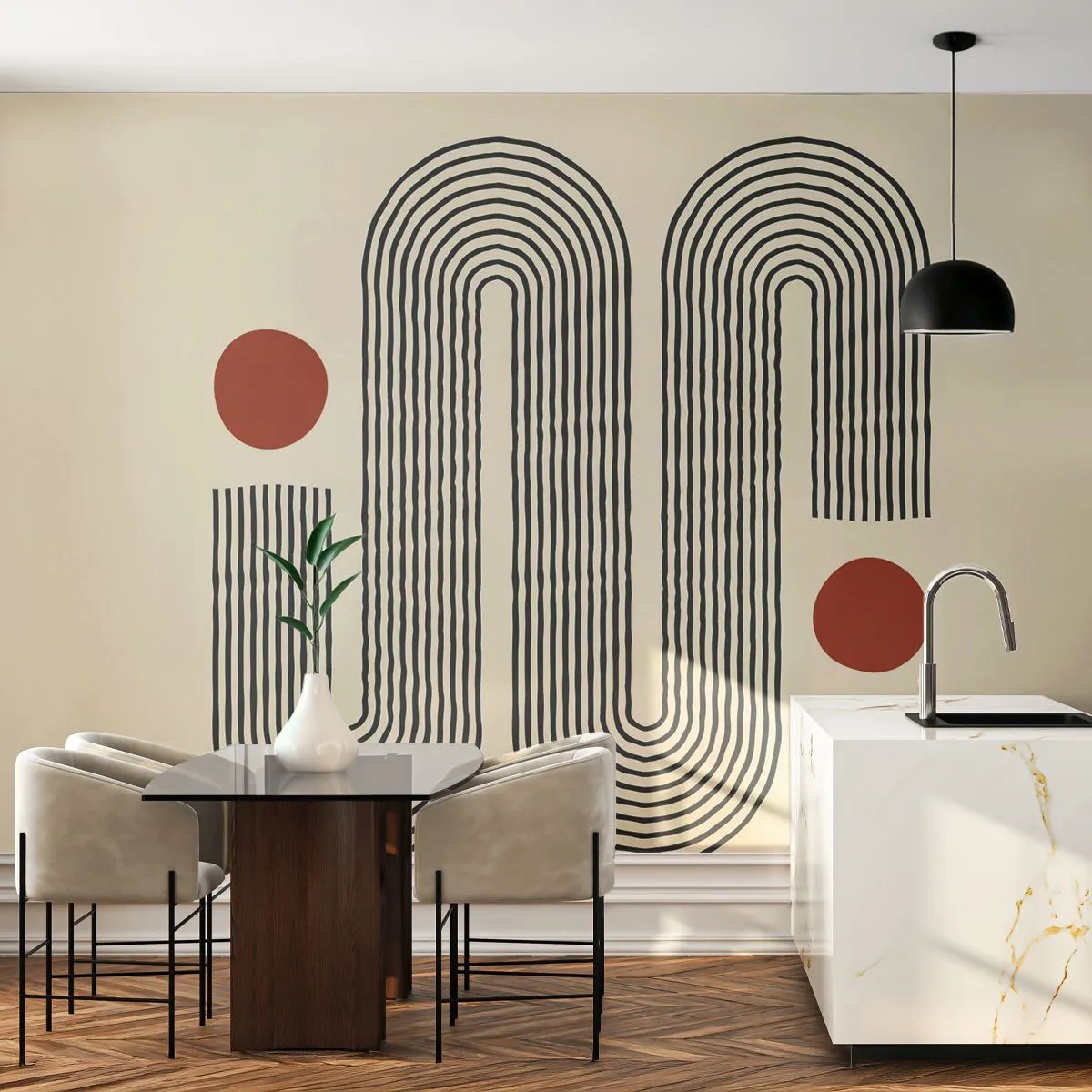 Papier Peint Autocollant Deluxe Sticker - Du début à la fin - Abstraction, Graphique, Minimalisme - 200x140 cm