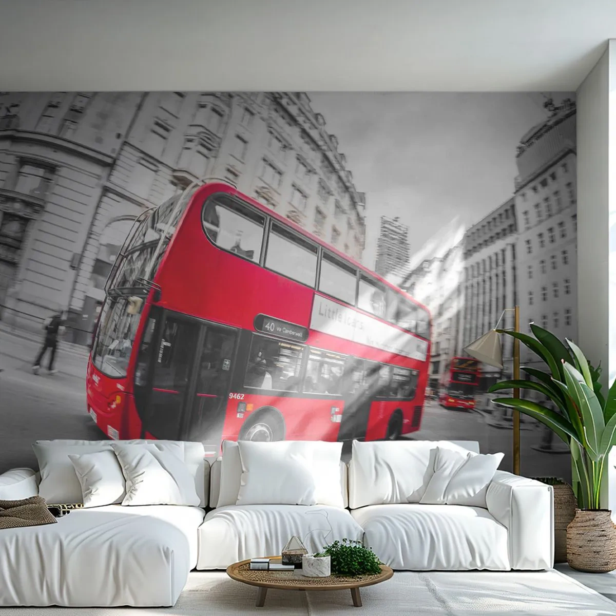 Papier Peint Autocollant Deluxe Sticker - Londres traditionnellement - en bus - Ville, Londres, Autobus rouge - 500x350 cm
