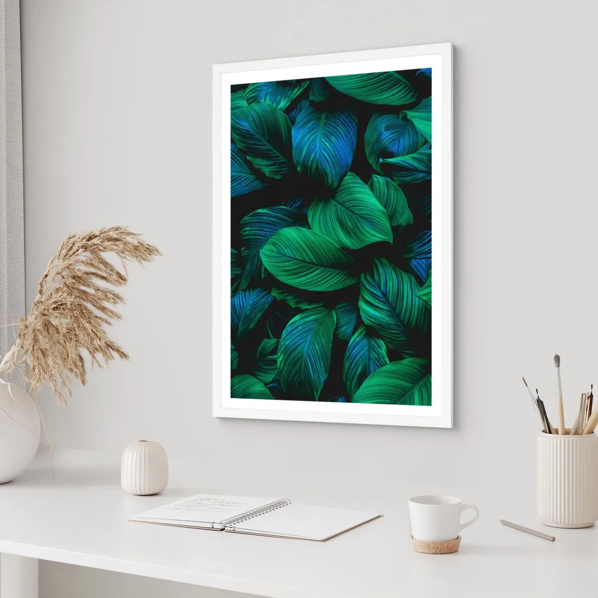 Affiche dans un cadre blanc - Poster - Dans la foule verte - 30x40 cm