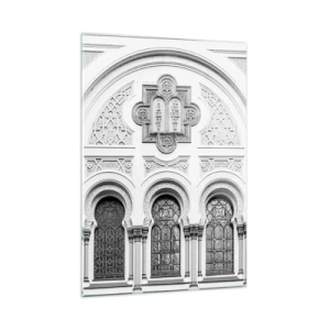 Impression sur verre - Image sur verre - La façade d'un bâtiment historique avec des fenêtres et des détails décoratifs - 50x70cm - À la frontière des cultures - Décoration murale moderne pour le salon et la chambre ARTTOR