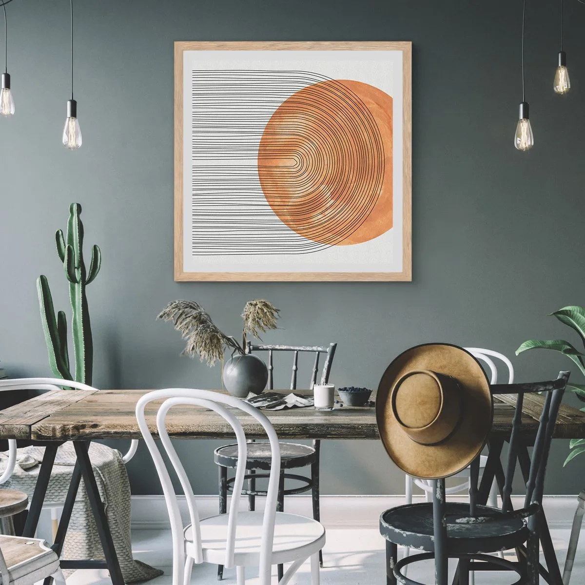 Affiche dans un chêne clair - Poster - Composition solaire - 30x30 cm