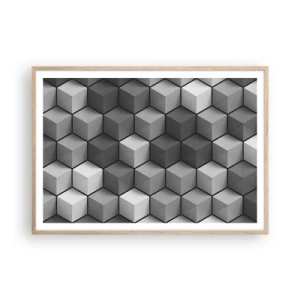 Affiche dans un chêne clair - Poster - Puzzle cubiste - 100x70 cm