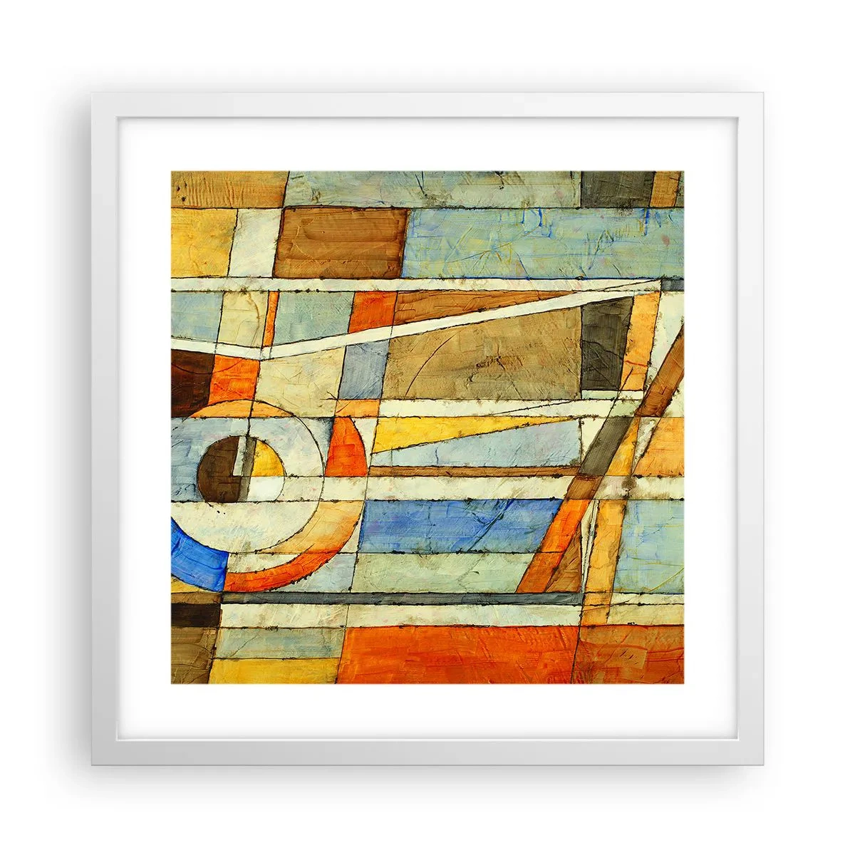 Affiche dans un cadre blanc - Poster - Cubisme sur le chantier - 40x40 cm