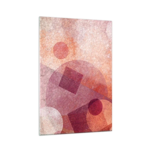 Impression sur verre - Image sur verre - Formes géométriques abstraites dans des tons pastel de rose - 70x100cm - Transformations géométriques en rose - Décoration murale moderne pour le salon et la chambre ARTTOR