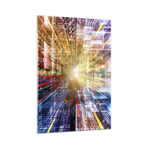 Impression sur verre - Image sur verre - Vision abstraite avec des lignes colorées et de la lumière - 50x70cm - Couloir lumineux - Décoration murale moderne pour le salon et la chambre ARTTOR