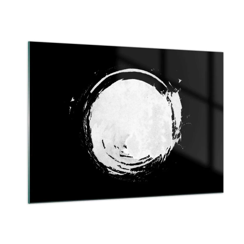 Impression sur verre - Image sur verre - Cercle abstrait blanc sur fond noir - 100x70cm - Belle sortie - Décoration murale moderne pour le salon et la chambre ARTTOR