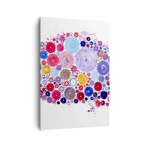 Impression sur toile - Image sur toile - Cerveau abstrait coloré avec un motif floral - 70x100cm - La machine la plus parfaite de la nature - Décoration murale moderne pour le salon et la chambre ARTTOR