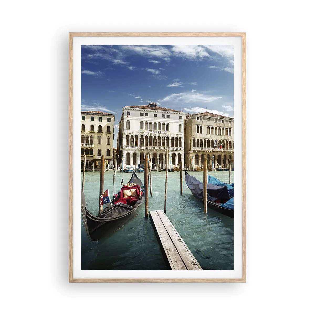 Affiche dans un chêne clair - Poster - Palace bleu ciel - 70x100 cm