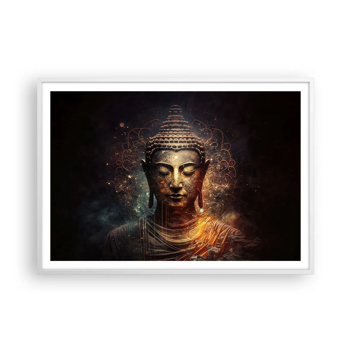 Affiche dans un cadre blanc - Poster - Équilibre spirituel - 100x70 cm
