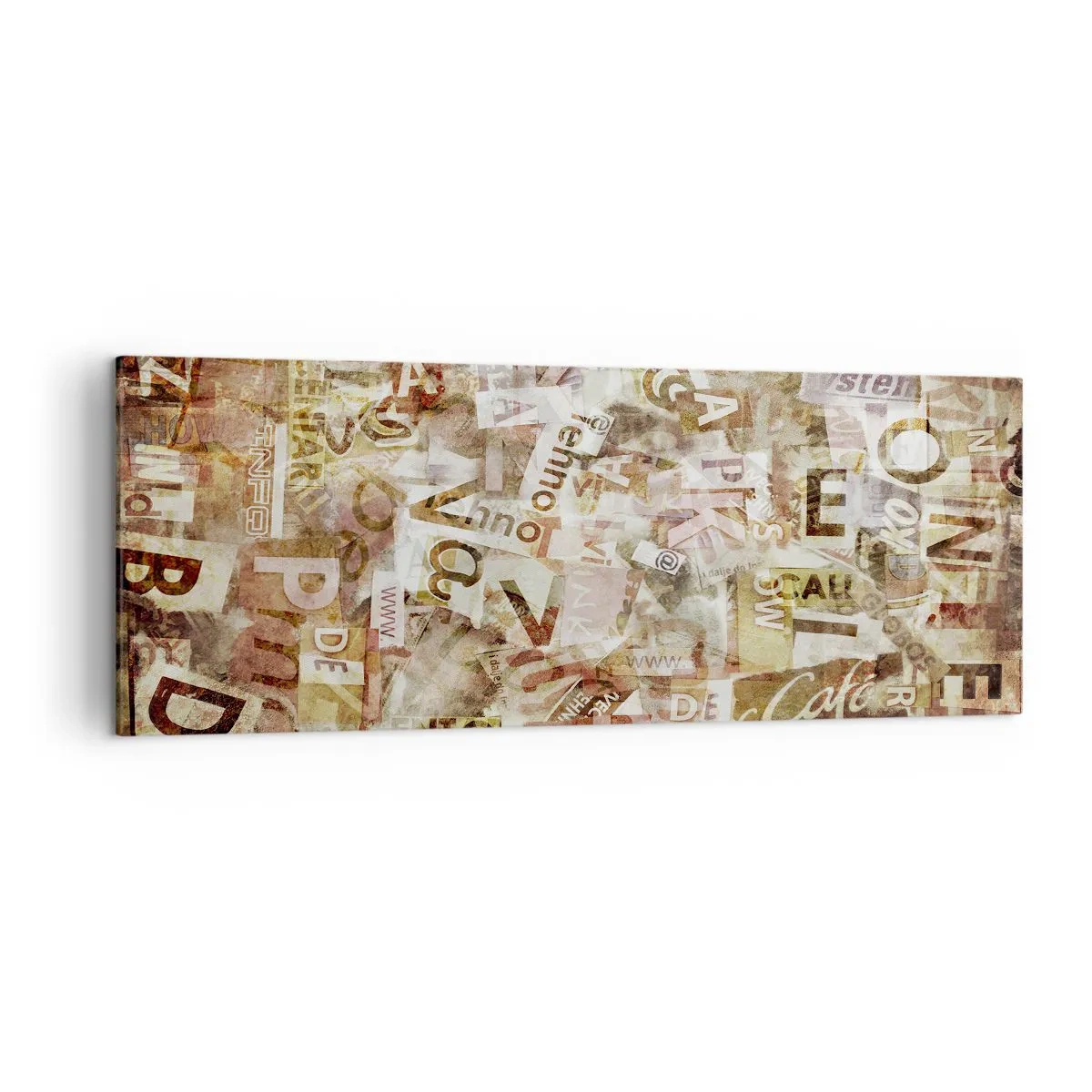 Impression sur toile - Image sur toile - Composition abstraite avec lettres et fragments de texte - 140x50cm - J'unifie le bavardage - Décoration murale moderne pour le salon et la chambre ARTTOR